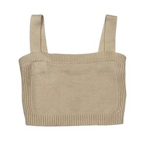 A.L.C. Cream Ribbed Knit Square Neck Cashmere Blend  sweater Tank Top Sweater M